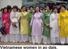 Not the girls from the party, just a lovely group of ladies in ao dais.  Vietnamese, of course.